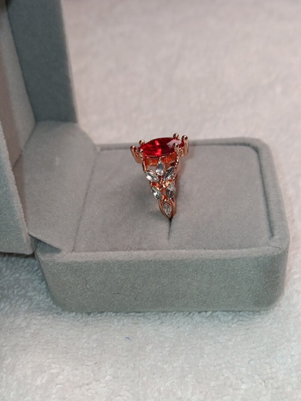 Rose Gold Ring with Red Marquise Stone - Size 6 NWOT - Picture 2 of 5